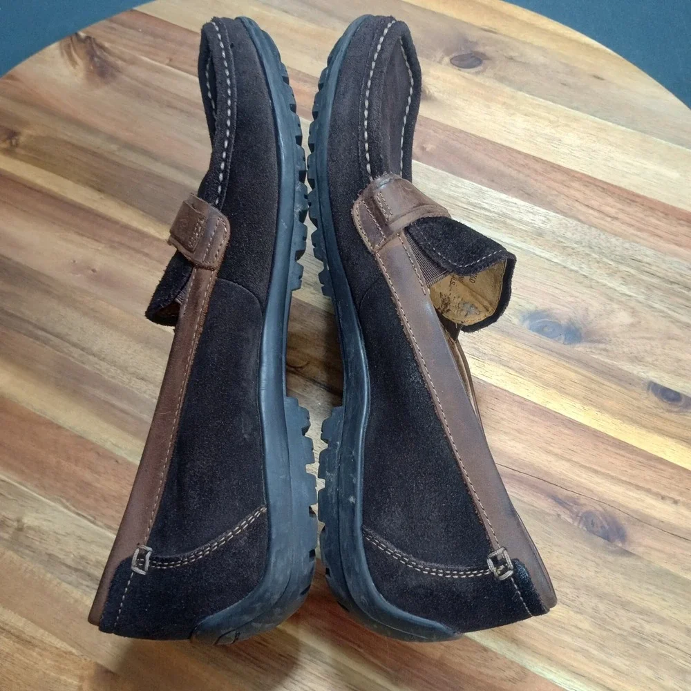 Florsheim Comfortech Driving Loafers Mens Sz 9.5 D Moc Brown Suede Leather Strap
